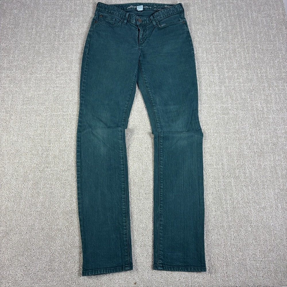 Eddie Bauer Womens Sz 4 Teal Green Straight Leg Jeans Mid Rise Denim Pants 2012
